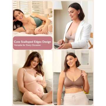 Momcozy Nursing Bras for Breastfeeding, Seamless Pregnancy Maternity Bra Wireless Classic Jelly Strip Support Nursing Bra Pine Green