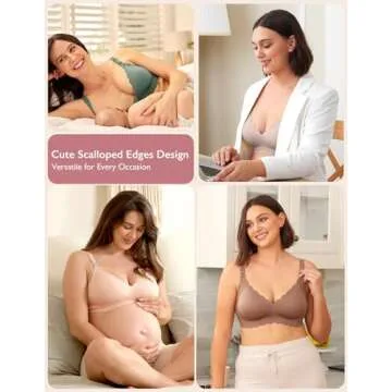 Momcozy Nursing Bras for Breastfeeding, Seamless Pregnancy Maternity Bra Wireless Classic Jelly Strip Support Nursing Bra Pine Green