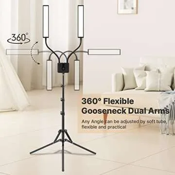 LED Video Light, ULANZI 45W Double Arms Beauty Light with Adjustable Tripod Stand, Dimmable 3200-5600K LED Video Light Photography Kit with 2 Phone Holders, for Makeup,Manicure,Tattoo,Live Streaming