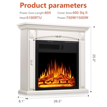R.W.FLAME Electric Fireplace for Cozy Ambiance