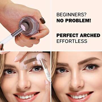 iMethod Eyebrow Stamp and Eyebrow Stencil Kit - Eye Brow Stamping Kit, Brow Stamp Kit, Brow Stencil and Stamp Kit, Brow Trio Eyebrow Kit, Perfect Bushy Eyebrows, Dark Brown