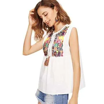 Floerns Ruffle Striped Mexican Blouse Top for Women