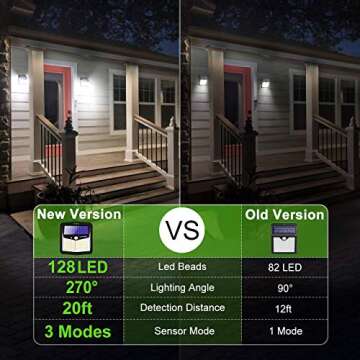 CLAONER Solar Lights Outdoor, [128 LED/4 Packs] Motion Sensor Lights 3 Working Modes for Outdoor wit...