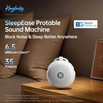 𝐍𝐞𝐰𝐞𝐬𝐭 Kinglucky SleepEase Portable Sound Machine (TOP Sound Quality & 18 Effectiv...