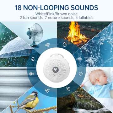 𝐍𝐞𝐰𝐞𝐬𝐭 Kinglucky SleepEase Portable Sound Machine (TOP Sound Quality & 18 Effective Soothing Sounds) White Noise Sound Machine for Sleep, Focus, Relaxation, Home, Office, Travel, Adult & Baby