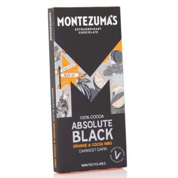 Montezuma Absolute Black 100% Cocoa With Orange And Coco Nibs 90g