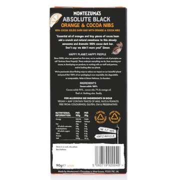 Montezuma Absolute Black 100% Cocoa With Orange And Coco Nibs 90g