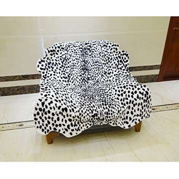 JACCAWS Faux Leopard Rug Large - Black and White Speckled (4.6ft x 6.6ft) - Leopard Print Area Rug f...