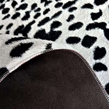 JACCAWS Faux Leopard Rug Large - Black and White Speckled (4.6ft x 6.6ft) - Leopard Print Area Rug for a Western Boho Decor - Synthetic, Cruelty-Free Animal Hide Carpet with No-Slip Backing (Leopard)