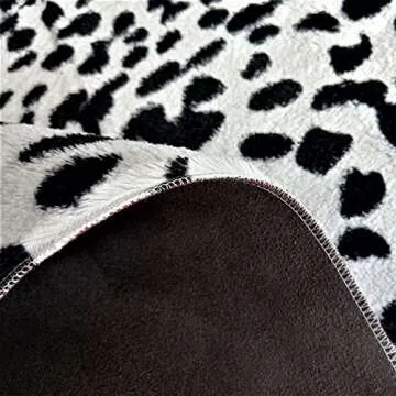 JACCAWS Faux Leopard Rug Large - Black and White Speckled (4.6ft x 6.6ft) - Leopard Print Area Rug for a Western Boho Decor - Synthetic, Cruelty-Free Animal Hide Carpet with No-Slip Backing (Leopard)
