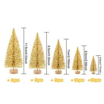 KUUQA 48 Pcs Mini Christmas Trees Bottle Brush Trees Tabletop Model Trees for Christmas Decoration D...