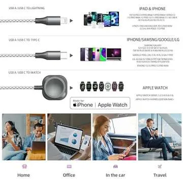 Versatile Multi Charging Cable for Apple Watch and iPhone
