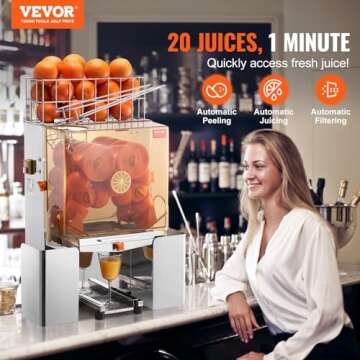 VEVOR Commercial Juicer Machine, 110V Juice Extractor, 120W Orange Squeezer for 22-30 per Minute, El...