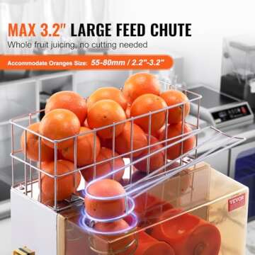 VEVOR Commercial Juicer Machine, 110V Juice Extractor, 120W Orange Squeezer for 22-30 per Minute, Electric Orange Juice Machine with Pull-Out Filter Box SUS 304 Tank PP Cover and 2 Collecting Buckets