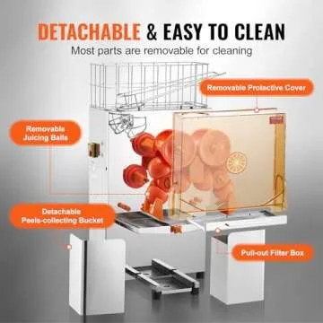 VEVOR Commercial Juicer Machine, 110V Juice Extractor, 120W Orange Squeezer for 22-30 per Minute, Electric Orange Juice Machine with Pull-Out Filter Box SUS 304 Tank PP Cover and 2 Collecting Buckets