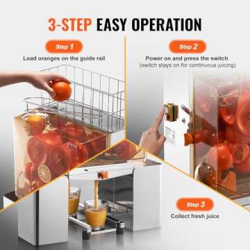 VEVOR Commercial Juicer Machine, 110V Juice Extractor, 120W Orange Squeezer for 22-30 per Minute, Electric Orange Juice Machine with Pull-Out Filter Box SUS 304 Tank PP Cover and 2 Collecting Buckets