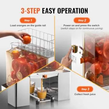 VEVOR Commercial Juicer Machine, 110V Juice Extractor, 120W Orange Squeezer for 22-30 per Minute, Electric Orange Juice Machine with Pull-Out Filter Box SUS 304 Tank PP Cover and 2 Collecting Buckets