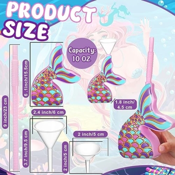 Tanlade Mermaid Cups with Straws for Themed Parties