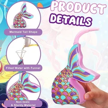 Tanlade Mermaid Cups with Straws for Themed Parties