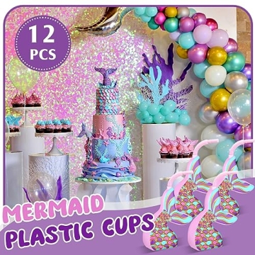 Tanlade Mermaid Cups with Straws for Themed Parties