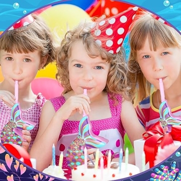 Tanlade Mermaid Cups with Straws for Themed Parties