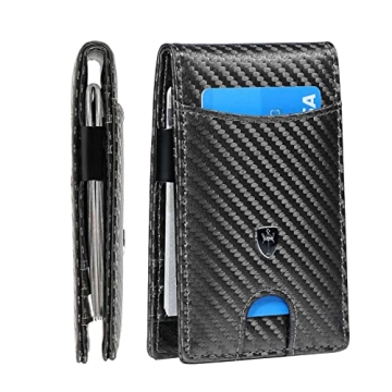 Tipmile Mens Slim RFID Blocking Leather Wallet - Minimalist Card Holder & Money Clip