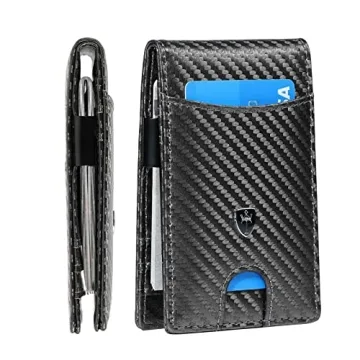 Tipmile Mens Slim RFID Blocking Leather Wallet - Minimalist Card Holder & Money Clip