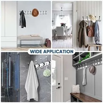 TICONN Wall Mounted Coat Rack, Five Heavy Duty Tri Hooks All Metal Construction for Jacket Coat Hat in Mudroom Entryway (Chrome, 2-Pack)