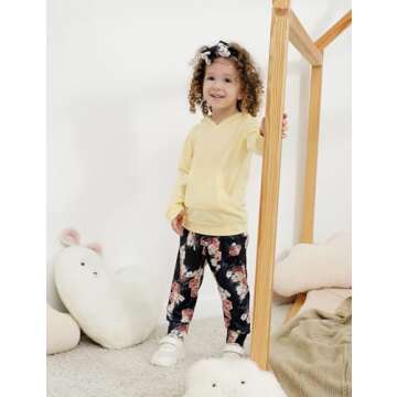 Okgirl Baby Girl Clothes Long Sleeve Hoodie Sweatshirt Floral Pants With Headband Outfit Sets(12-18 Months)