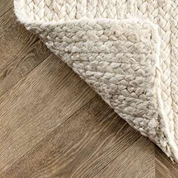 nuLOOM 5x8 Rigo Jute Hand Woven Area Rug, Off White, Solid Farmhouse Design, Natural Fiber, For Bedroom, Living Room, Dining Room, Hallway, Office, Kitchen, Entryway