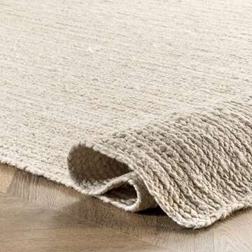 nuLOOM 5x8 Rigo Jute Hand Woven Area Rug, Off White, Solid Farmhouse Design, Natural Fiber, For Bedroom, Living Room, Dining Room, Hallway, Office, Kitchen, Entryway