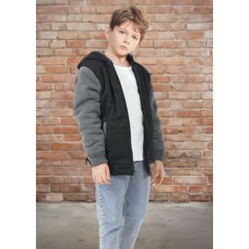 GEEK LIGHTING Boys Sherpa Lined Hoodie for Warmth and Style