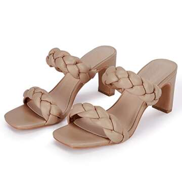Stylish PiePieBuy Women's Braided Chunky Heeled Sandals