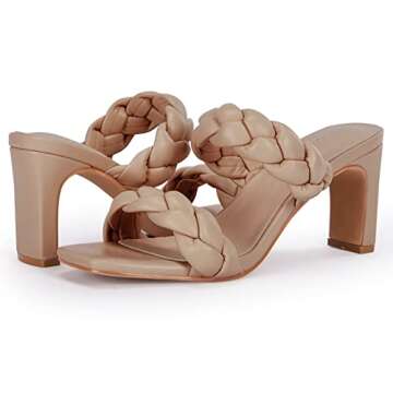 Stylish PiePieBuy Women's Braided Chunky Heeled Sandals
