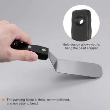 HARFINGTON No.5207 Painting Palette Knife Stainless Steel Flat Large Spatula Pallet Knife Metal Scraper with Wood Handle for Oil Acrylic Paint Canvas Color Mixing Spreading