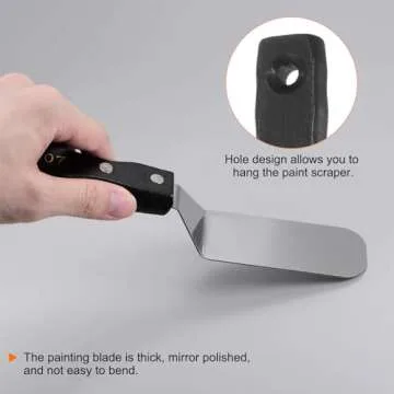 HARFINGTON No.5207 Painting Palette Knife Stainless Steel Flat Large Spatula Pallet Knife Metal Scraper with Wood Handle for Oil Acrylic Paint Canvas Color Mixing Spreading