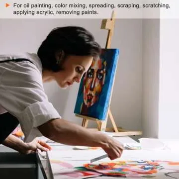 HARFINGTON No.5207 Painting Palette Knife Stainless Steel Flat Large Spatula Pallet Knife Metal Scraper with Wood Handle for Oil Acrylic Paint Canvas Color Mixing Spreading