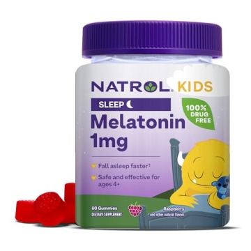 Natrol Kids Melatonin 1mg, Raspberry Sleep Gummies - 60 Count, Natural Sleep Aid