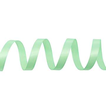ORIKUKEET Mint Green Polyester Ribbon Single-Sided Shiny 5/8" Width, 50 Yards,Perfect for DIY Crafts, Wedding Decoration, Gift Wrapping and Flower Art (Mint)