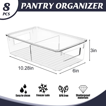ESARORA Clear Storage Bin Set - Durable 8 Pack for Organization