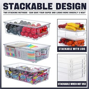 ESARORA Clear Storage Bin Set - Durable 8 Pack for Organization