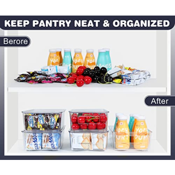 ESARORA Clear Storage Bin Set - Durable 8 Pack for Organization