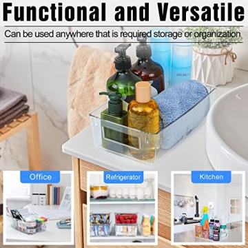 ESARORA Clear Storage Bin Set - Durable 8 Pack for Organization