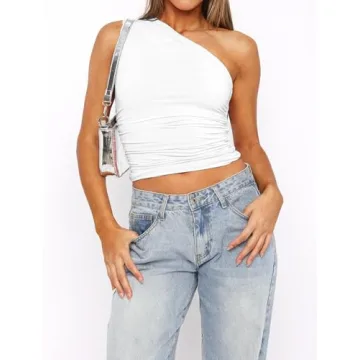 Matunana Trendy One Shoulder Crop Top for Women