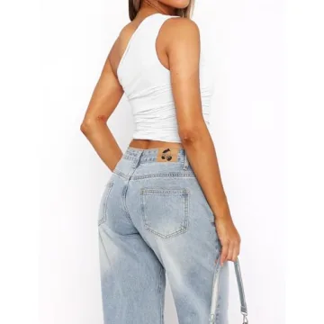 Matunana Trendy One Shoulder Crop Top for Women