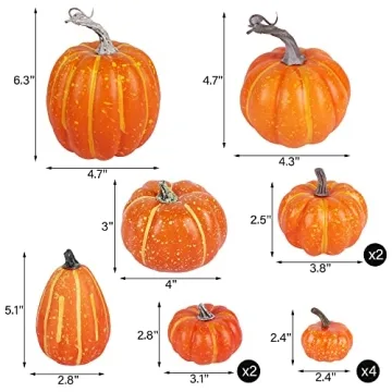12 Pcs Orange Pumpkins for Halloween and Thanksgiving Decor