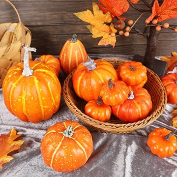 12 Pcs Orange Pumpkins for Halloween and Thanksgiving Decor