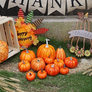 12 Pcs Orange Pumpkins for Halloween and Thanksgiving Decor