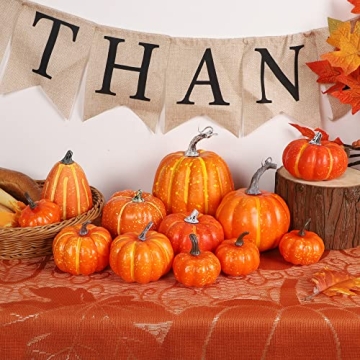 12 Pcs Orange Pumpkins for Halloween and Thanksgiving Decor