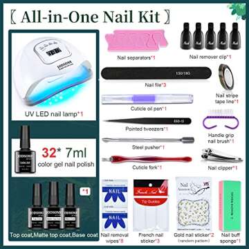 JODSONE 32 Colors Nail Polish Set With UV Light Manicure Nail Tools Nail Art Manicure Salon DIY at Home